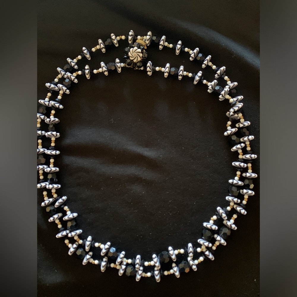 Vintage 50’s Era Black/White Double Strand Beads